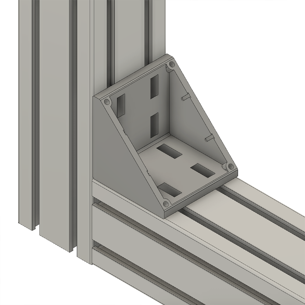 40-130-1 MODULAR SOLUTIONS ALUMINUM GUSSET<br>90MM X 90MM ANGLE W/HARDWARE